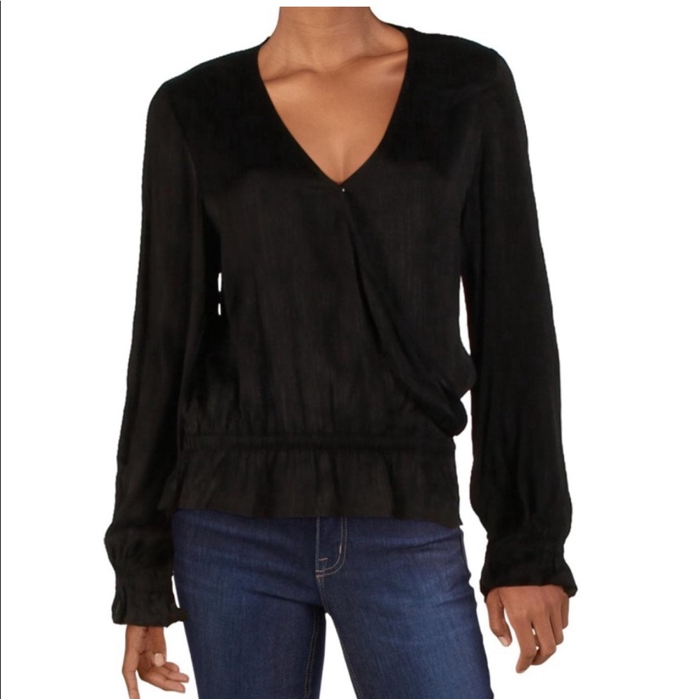 NWT Q & A Black Ruffled Blouse
